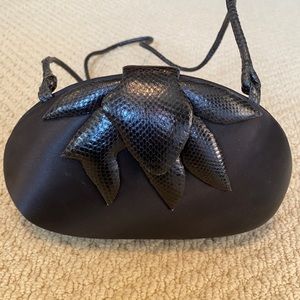 Black Silk Embossed Applique Magnetic Clasp